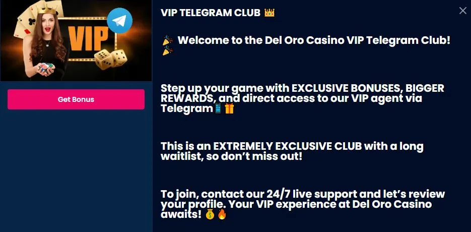 Join Del Oro VIP Telegram